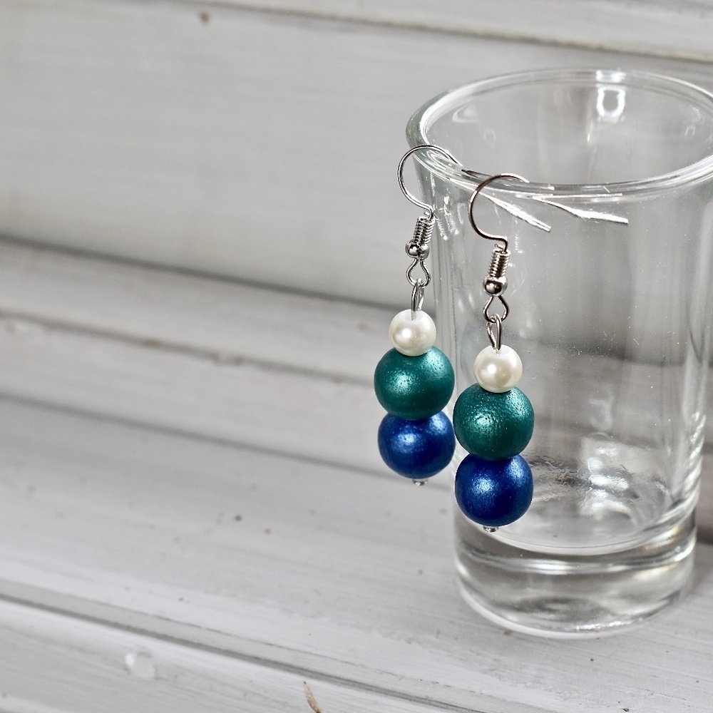 Blue‎ and Turquoise Beaded Earrings